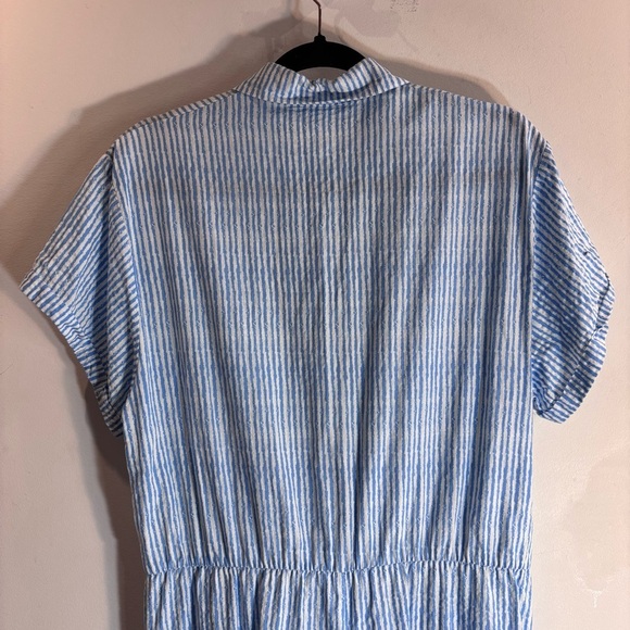 Smash + Tess SZ M Searsucker Light Blue Jumpsuit Tie Waist Wide Leg Pockets - Picture 9 of 11